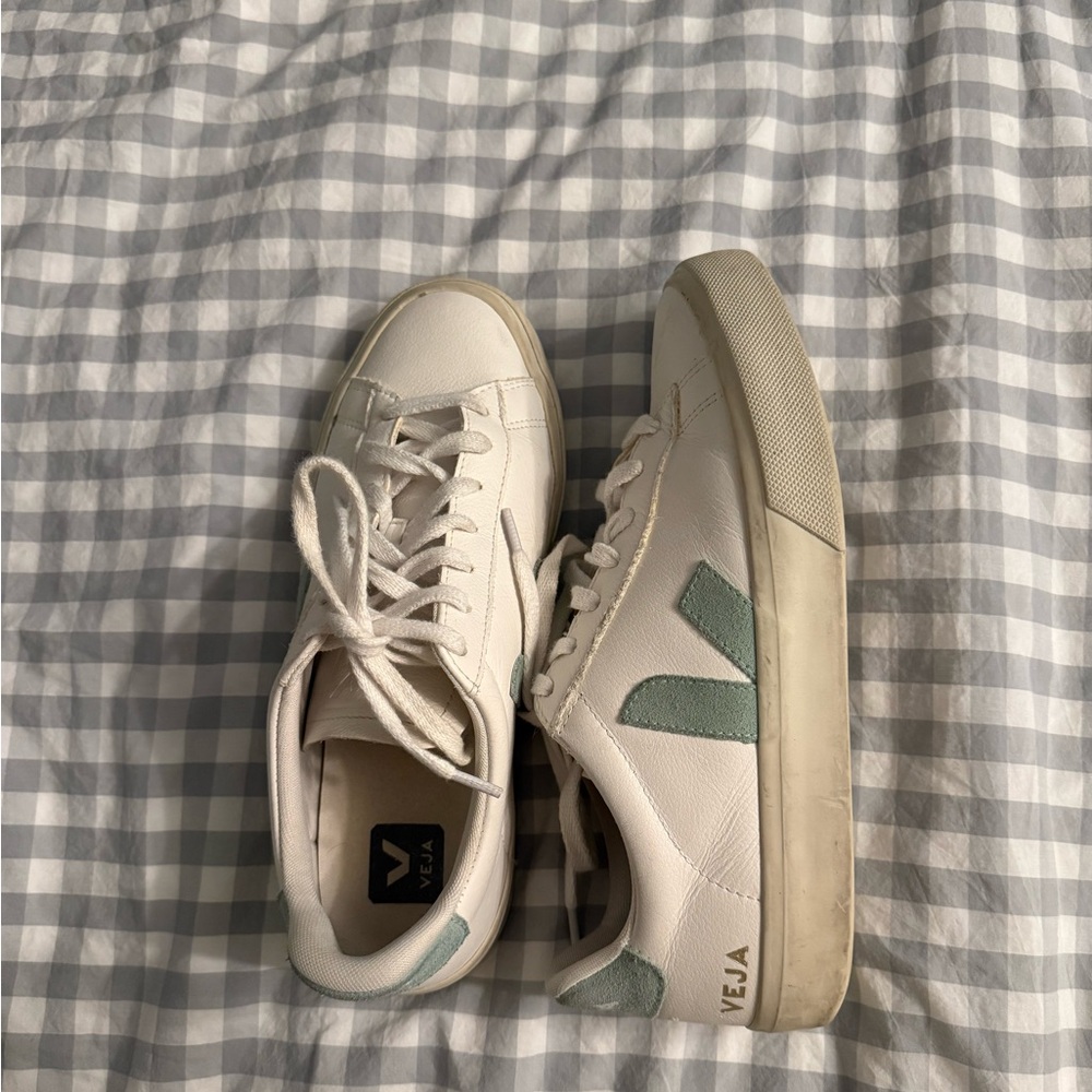 Veja White and Sage Sneakers